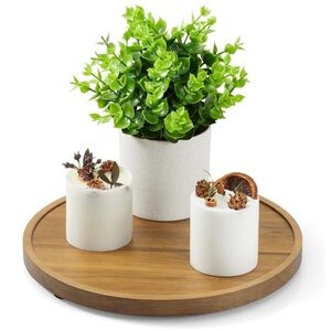 9 Inch Acacia Wood Round Tray